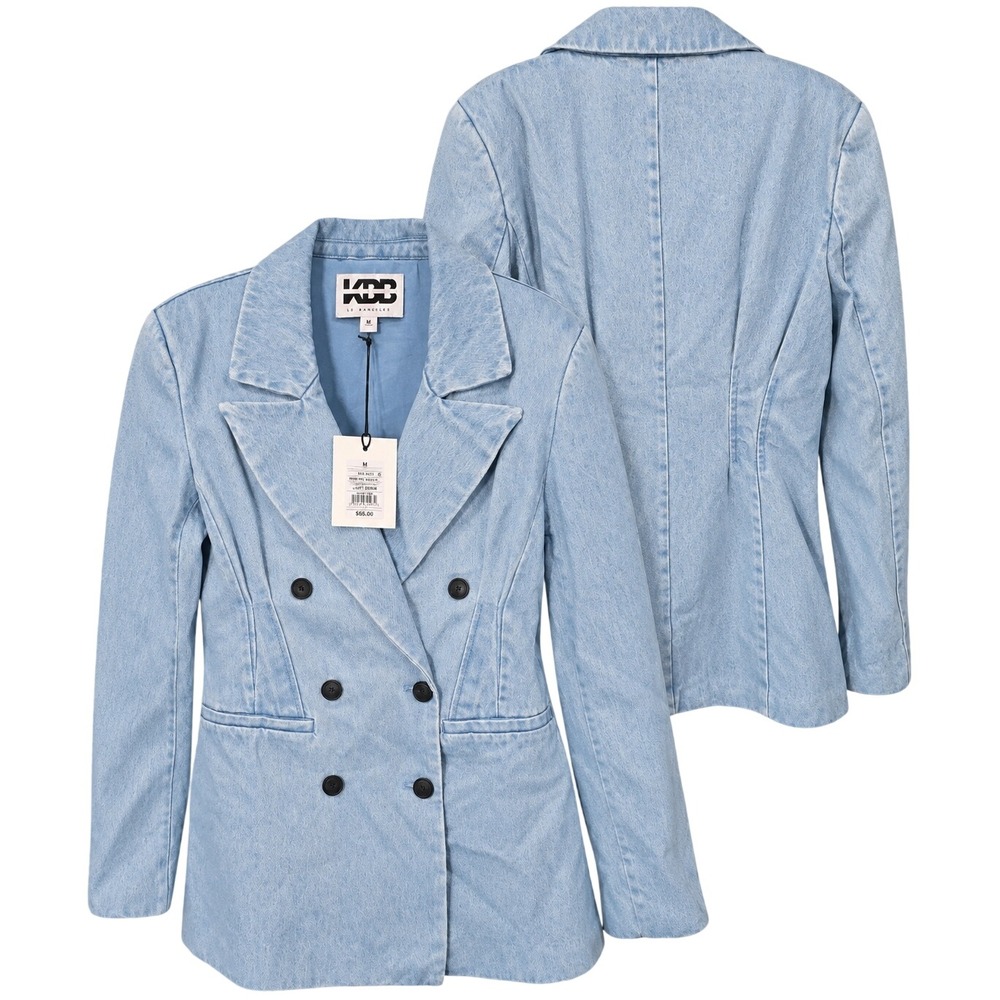 KBB by Khalana Corset Denim Blazer Baby Blue Wash Medium NWT